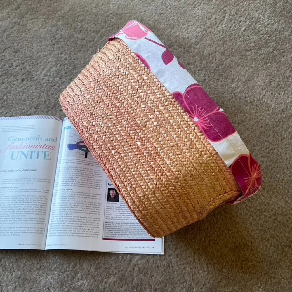 Pink Large Straw Full Lining Basket